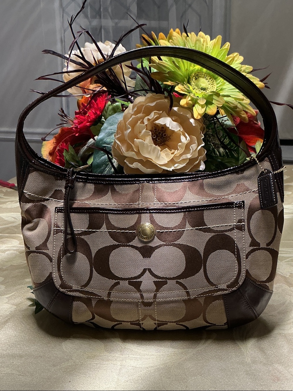 Coach Y2K Signature Canvas Shoulder Bag in Brown and Tan